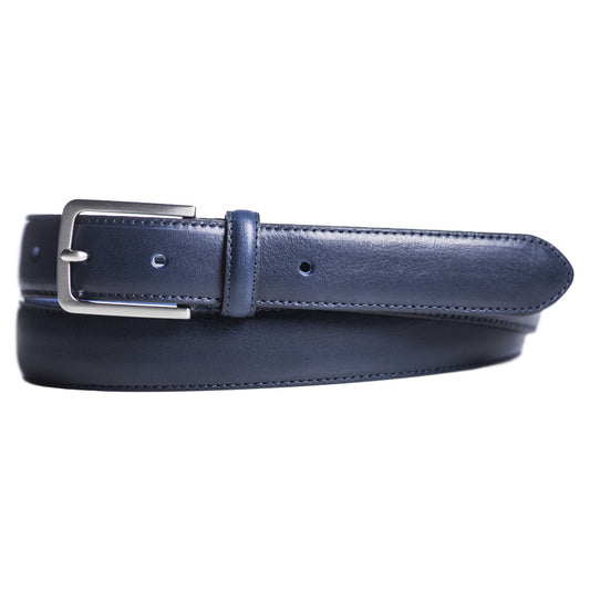 Cintura in pelle cucita con bordo nero, 100% Made in Italy.