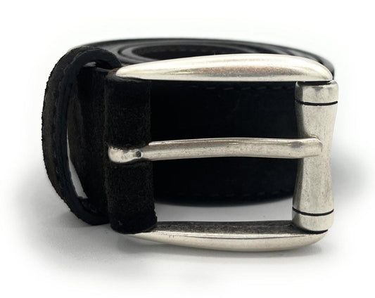 Cinture D'Autore, Cintura in camoscio punta squadrata, 100% Made in Italy.